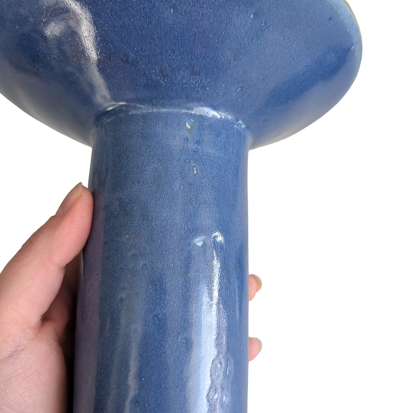 Vintage Mid-Century Modern Blue Art Pottery Vase / Candleholde/Ashtray - Picture 5 of 16